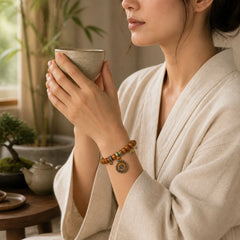 Vintage Tibetan Bone Beads Braided Rope Positive Balance Bracelet featuring Lapis Lazuli (Lazurite), Copper