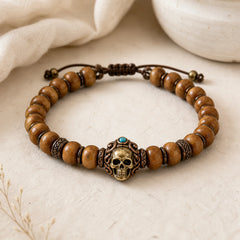 Vintage Tibetan Bone Beads Skull Balance Bracelet featuring Copper