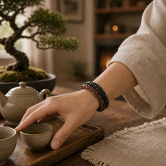 Vintage Weaving Leather Adjustable Buckle Strengthen Bracelet featuring