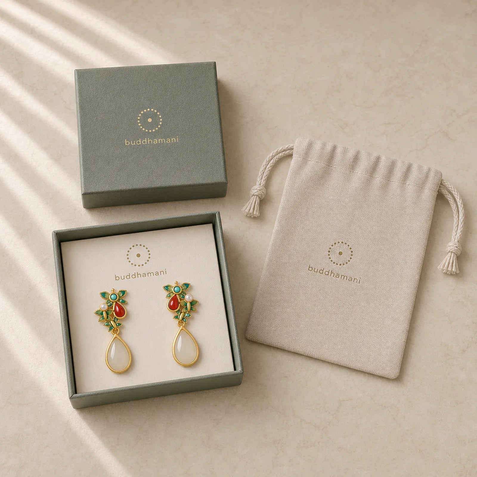 Water Drop White Jade Red Agate Butterfly Protection Drop Dangle Earrings featuring White Jade, Jade, Red Agate