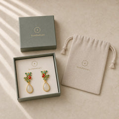Water Drop White Jade Red Agate Butterfly Protection Drop Dangle Earrings featuring White Jade, Jade, Red Agate