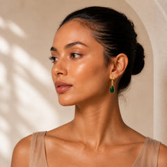 Waterdrop Design Green Jasper Copper Plated Gold Balance Earrings featuring Green Jasper, Copper, Silver