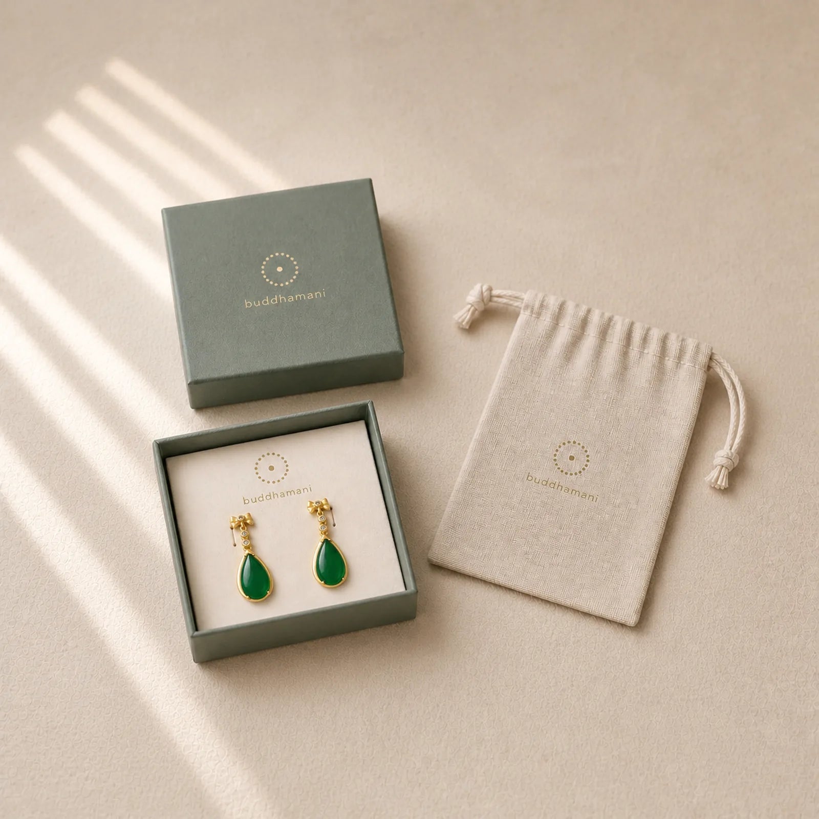 Waterdrop Design Green Jasper Copper Plated Gold Balance Earrings featuring Green Jasper, Copper, Silver