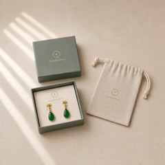 Waterdrop Design Green Jasper Copper Plated Gold Balance Earrings featuring Green Jasper, Copper, Silver