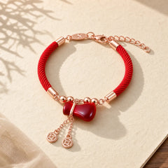 Wealth Attractor Red Agate Red Rope Bracelet featuring Red Agate, Red String