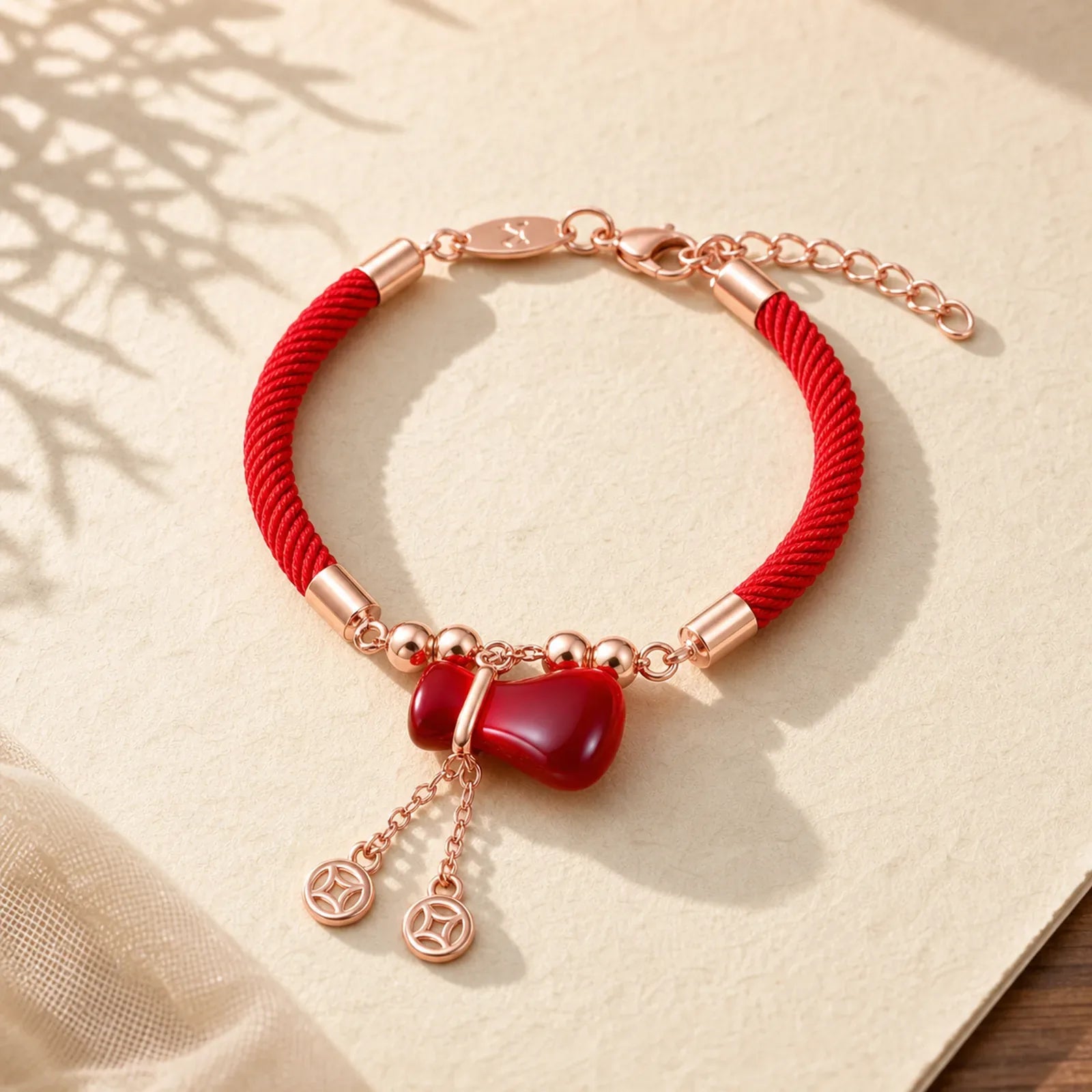 Wealth Attractor Red Agate Red Rope Bracelet featuring Red Agate, Red String