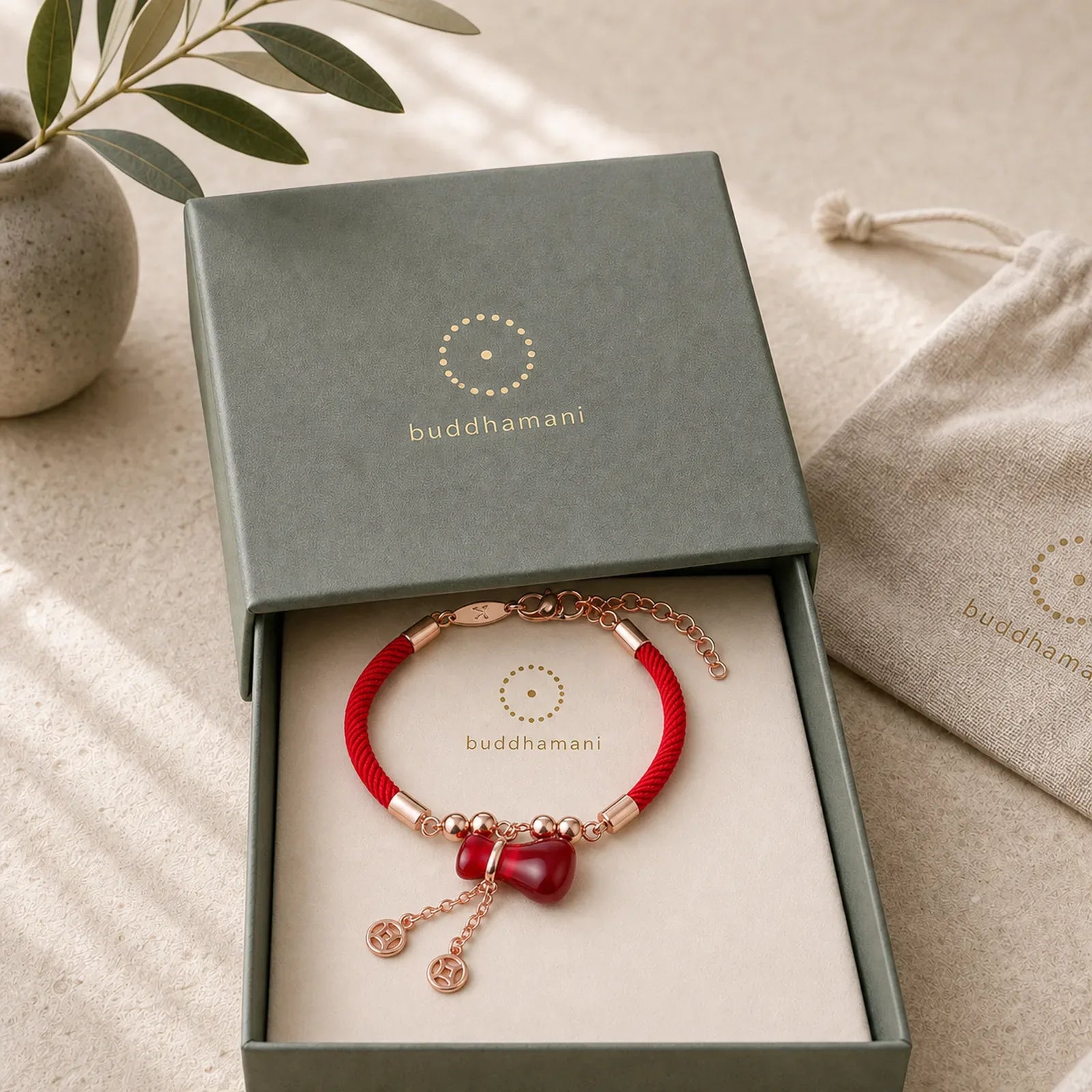 Wealth Attractor Red Agate Red Rope Bracelet featuring Red Agate, Red String