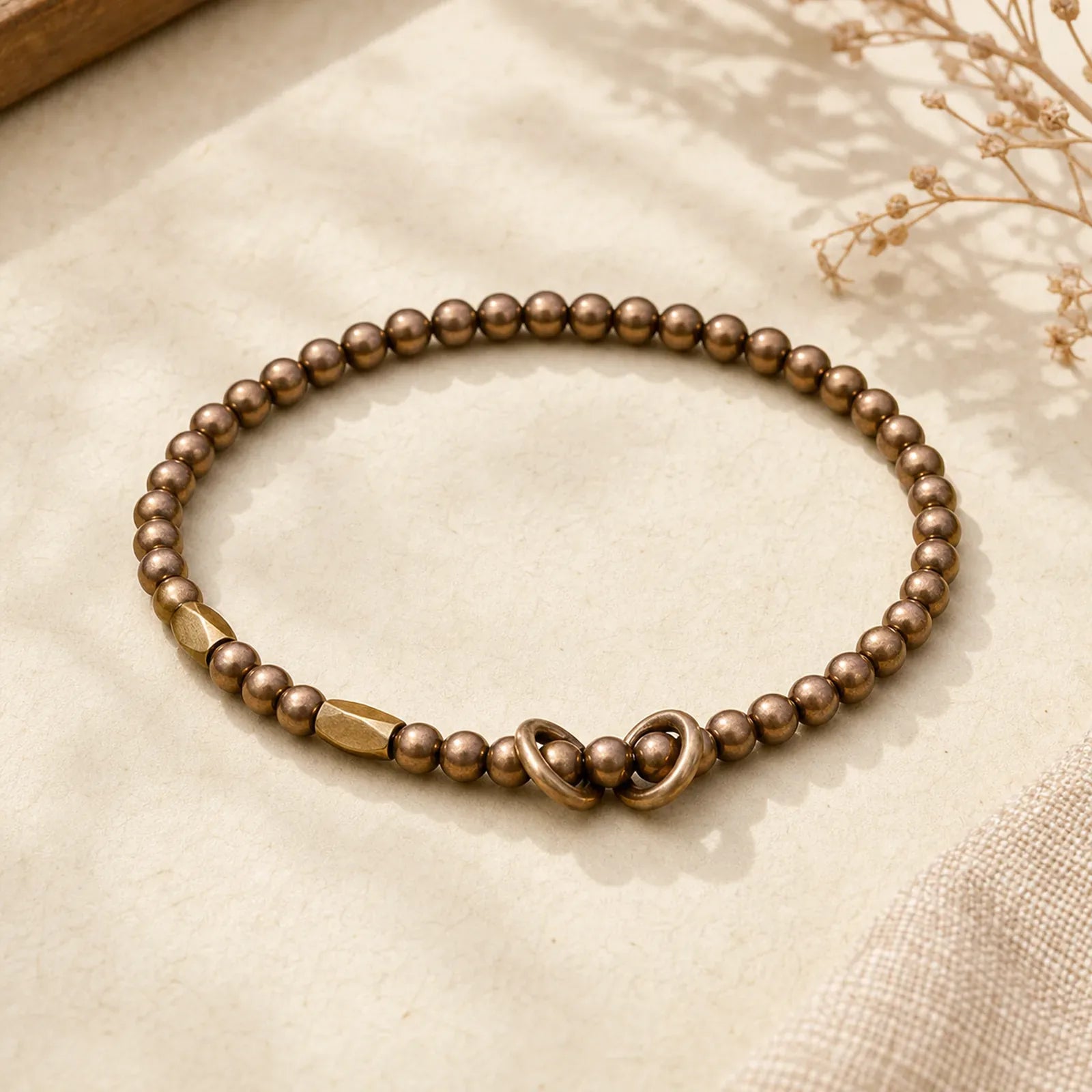 Wealth Self Care Copper Brass Beads Design Couple Bracelet featuring Copper
