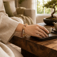 Weathered Stone Om Mani Padme Hum Strengthen Bracelet featuring Weathered Stone, Om Mani Padme Hum, Om