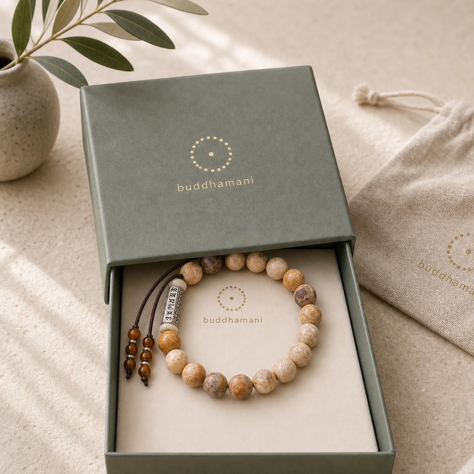 Weathered Stone Om Mani Padme Hum Strengthen Bracelet featuring Weathered Stone, Om Mani Padme Hum, Om