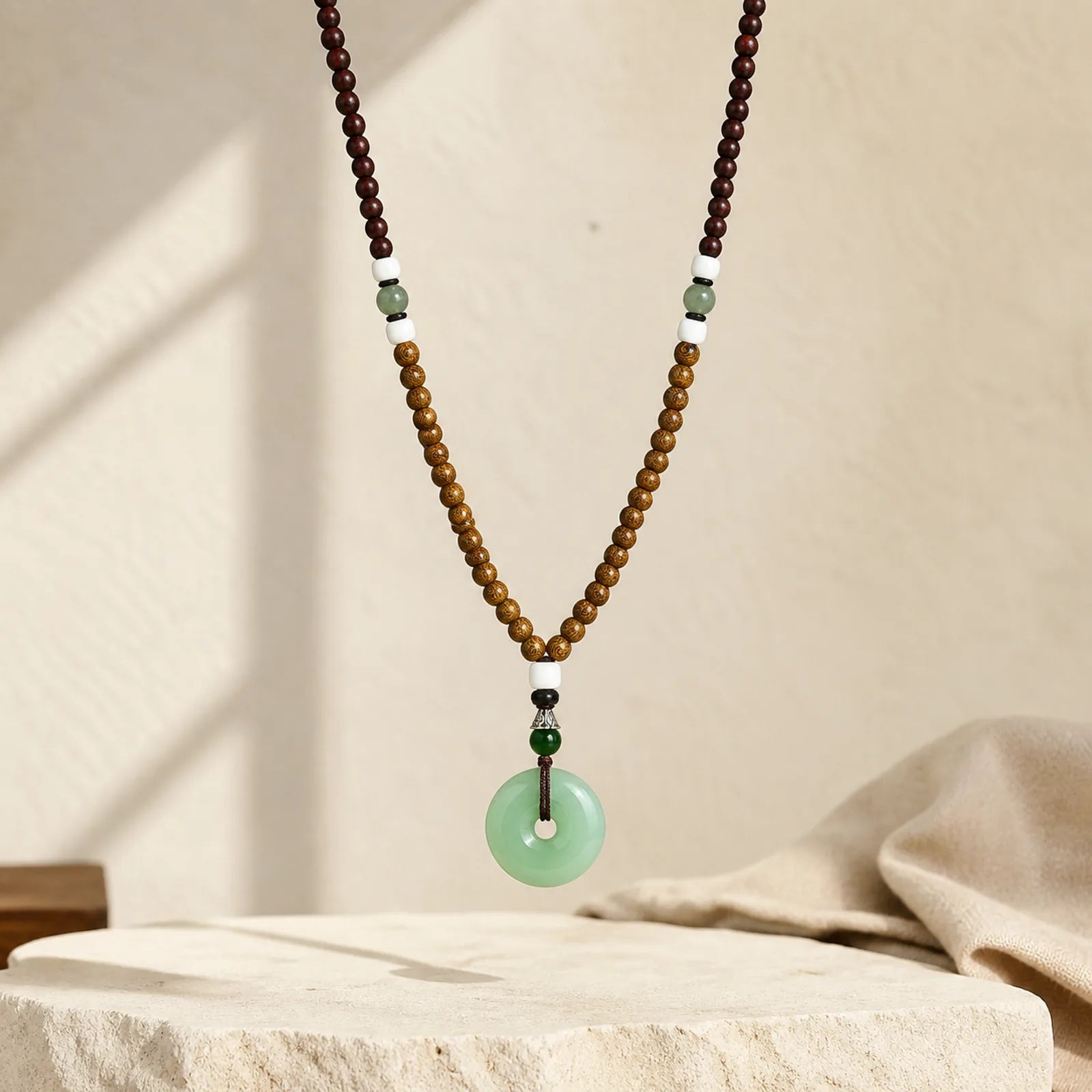 Wenge Wood Peace Buckle Balance Tranquility Pendant Necklace featuring Wenge Wood, Peace Buckle, Copper