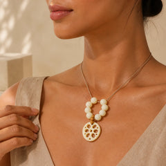 White Bodhi Seed Lotus Root Pendant Luck Tactile Meditation Beads Decorations featuring Bodhi Seed, Lotus, Zen