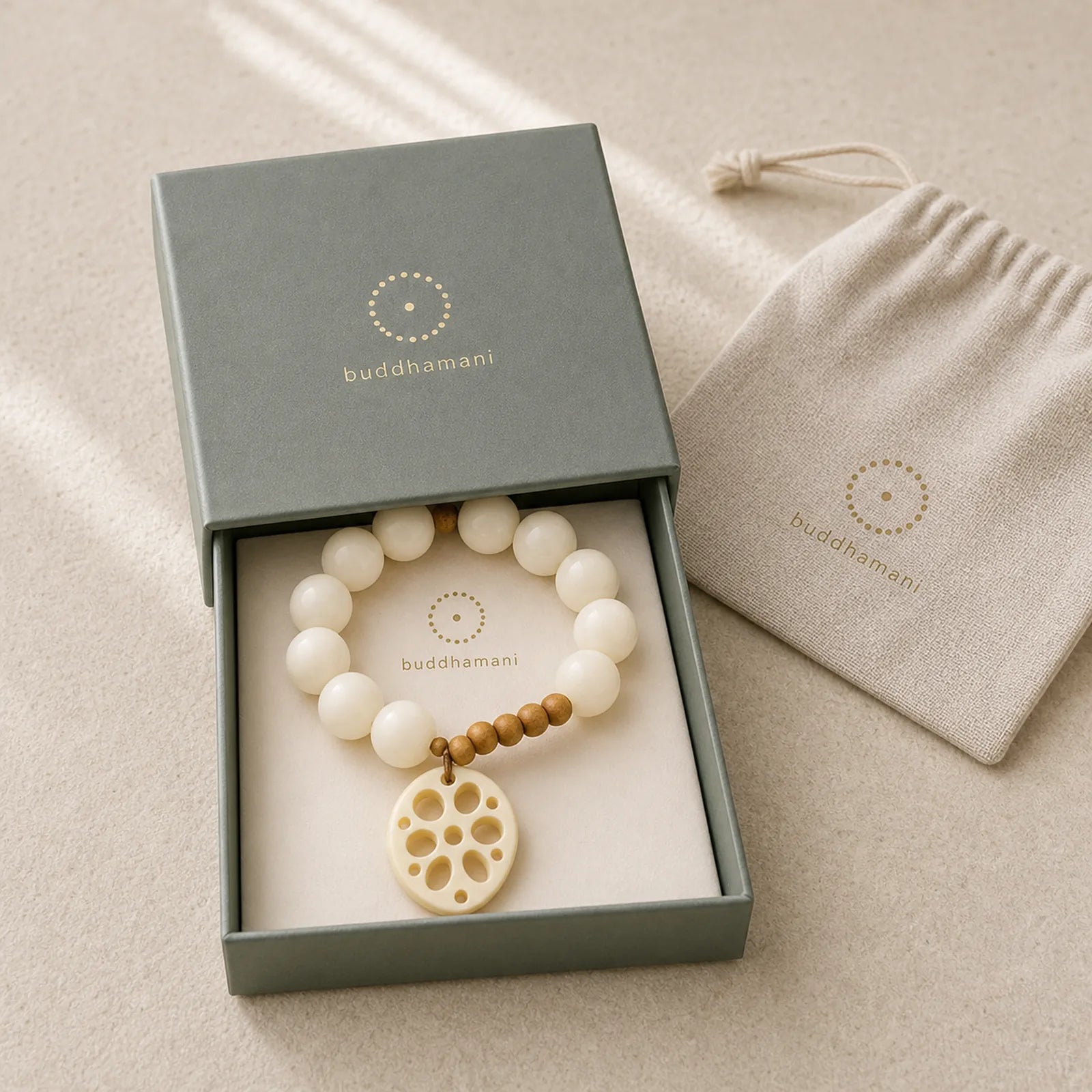 White Bodhi Seed Lotus Root Pendant Luck Tactile Meditation Beads Decorations featuring Bodhi Seed, Lotus, Zen