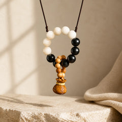 White Bodhi Seed Money Bag Pendant Wealth Tactile Meditation Beads Decorations featuring Bodhi Seed, Zen, Peach Wood