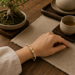 White Braided Rope Om Mani Padme Hum Wisdom Bracelet featuring Om Mani Padme Hum, Om, Six True Words (Om Mani Padme Hum)