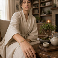 White Braided Rope Om Mani Padme Hum Wisdom Bracelet featuring Om Mani Padme Hum, Om, Six True Words (Om Mani Padme Hum)