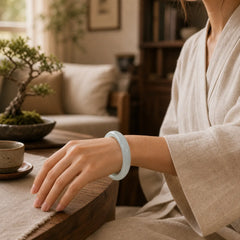 White Cat's Eye Abundance Spiritual Cuff Bangle Bracelet featuring White Cat's Eye, Cat's Eye / Chrysoberyl