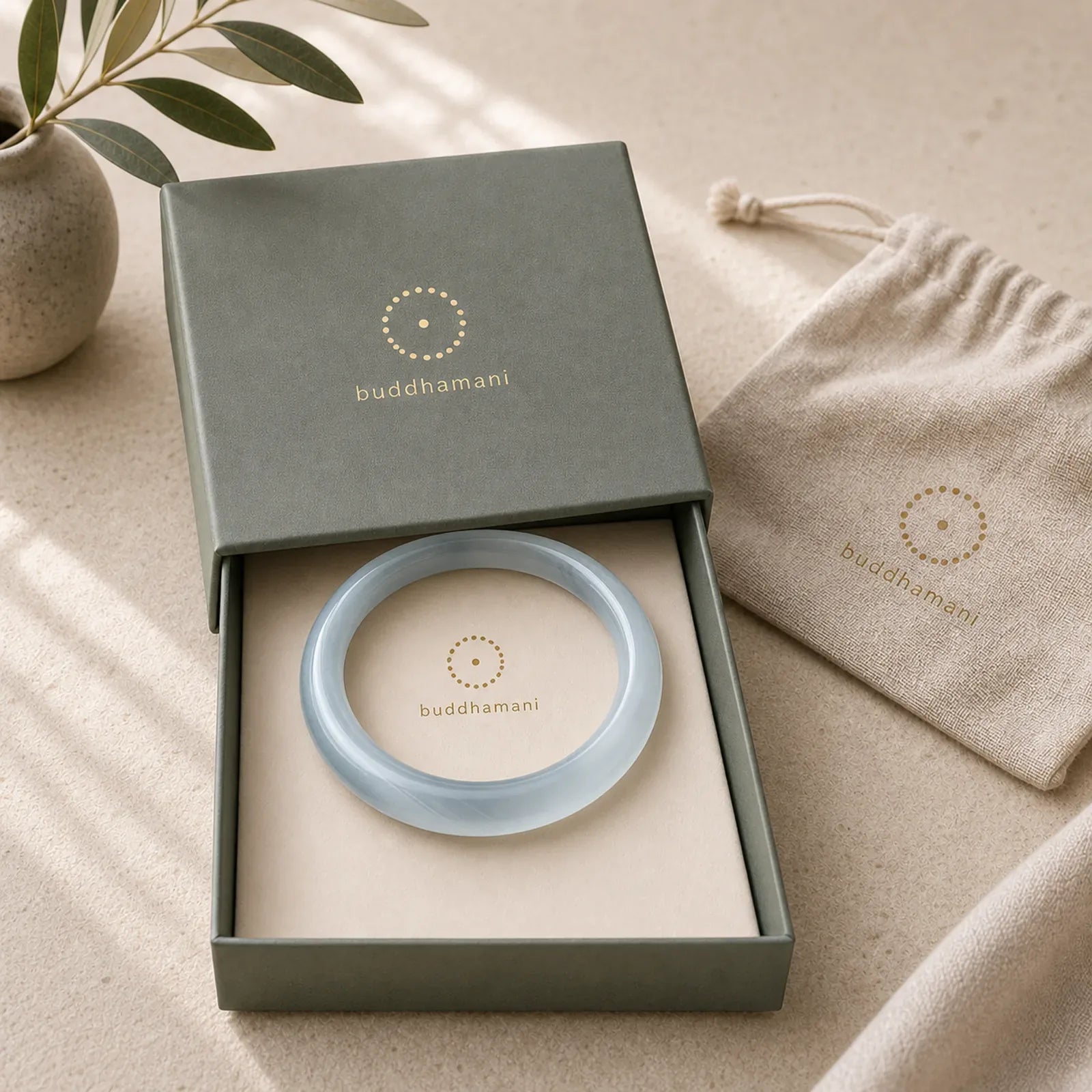 White Cat's Eye Abundance Spiritual Cuff Bangle Bracelet featuring White Cat's Eye, Cat's Eye / Chrysoberyl
