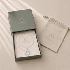 White Chalcedony Camellia Peace Buckle Purity Necklace featuring Chalcedony, Peace Buckle, Copper
