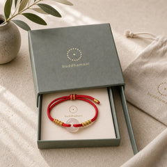 White Chalcedony Peace Buckle Connection Rope Knot Bracelet featuring Chalcedony, Peace Buckle, Red String