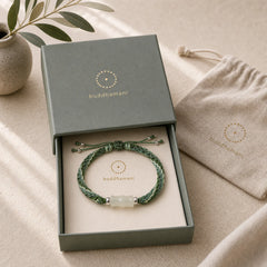 White Jade Bamboo Reincarnation Knot Wealth Luck Strength String Bracelet featuring White Jade, Jade, Bamboo