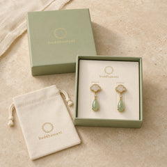 White Jade Cyan Jade Fan Water Drop Pattern Luck Drop Earrings featuring White Jade, Jade, Cyan Jade