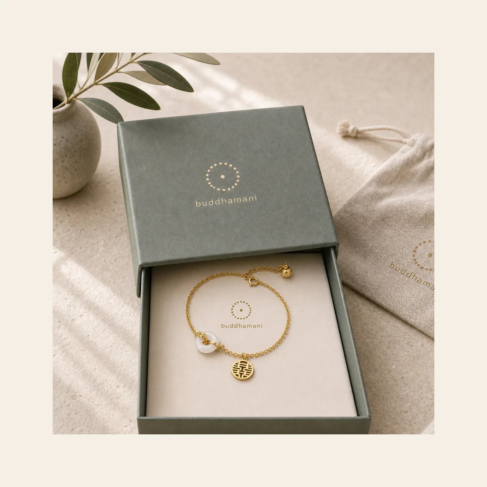White Jade Double Happiness Fortune Bracelet featuring White Jade, Jade, Double Happiness