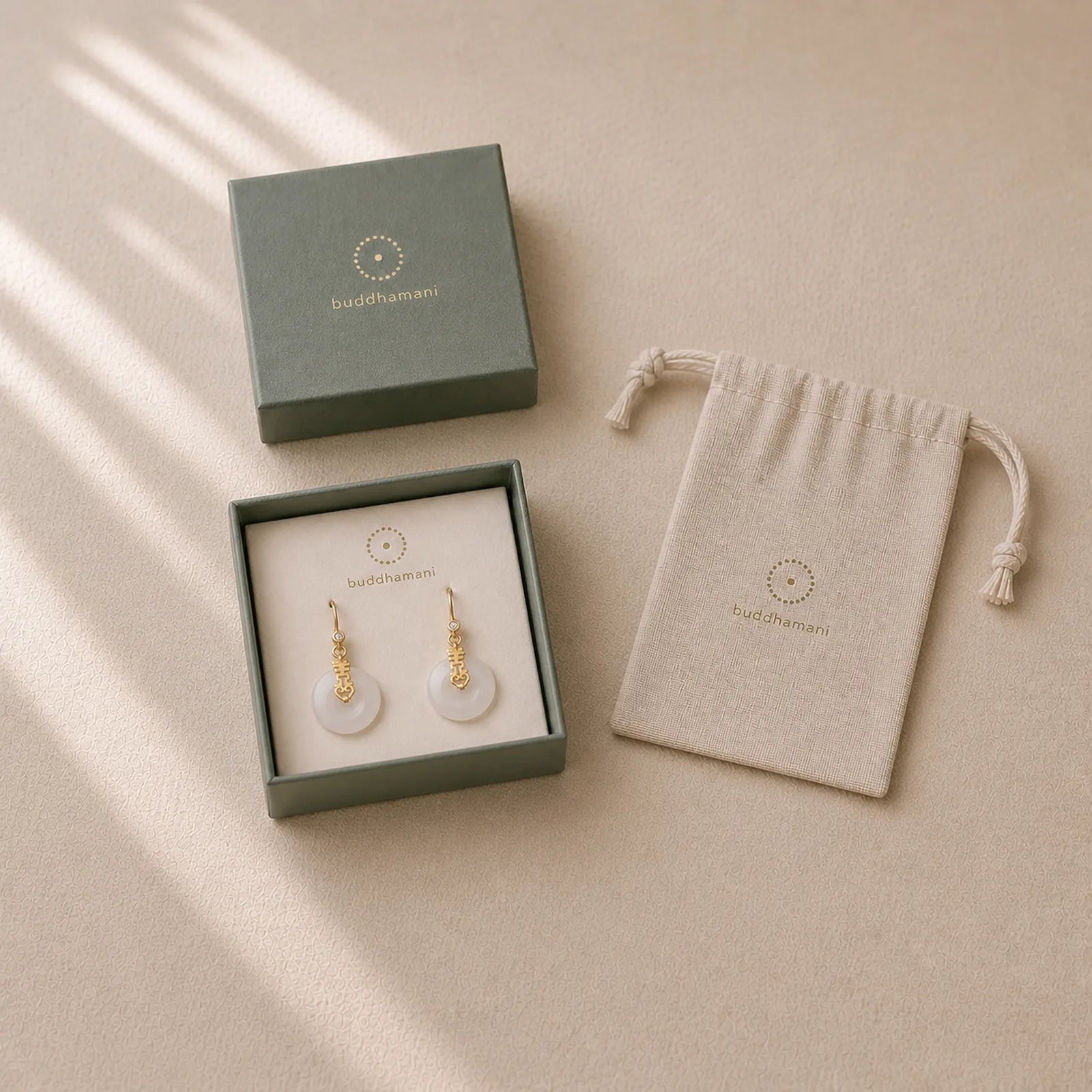 White Jade Double Happiness Fortune Earrings featuring White Jade, Jade, Double Happiness
