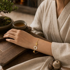 White Jade Koi Fish Prosperity Bracelet featuring White Jade, Jade, Koi Fish