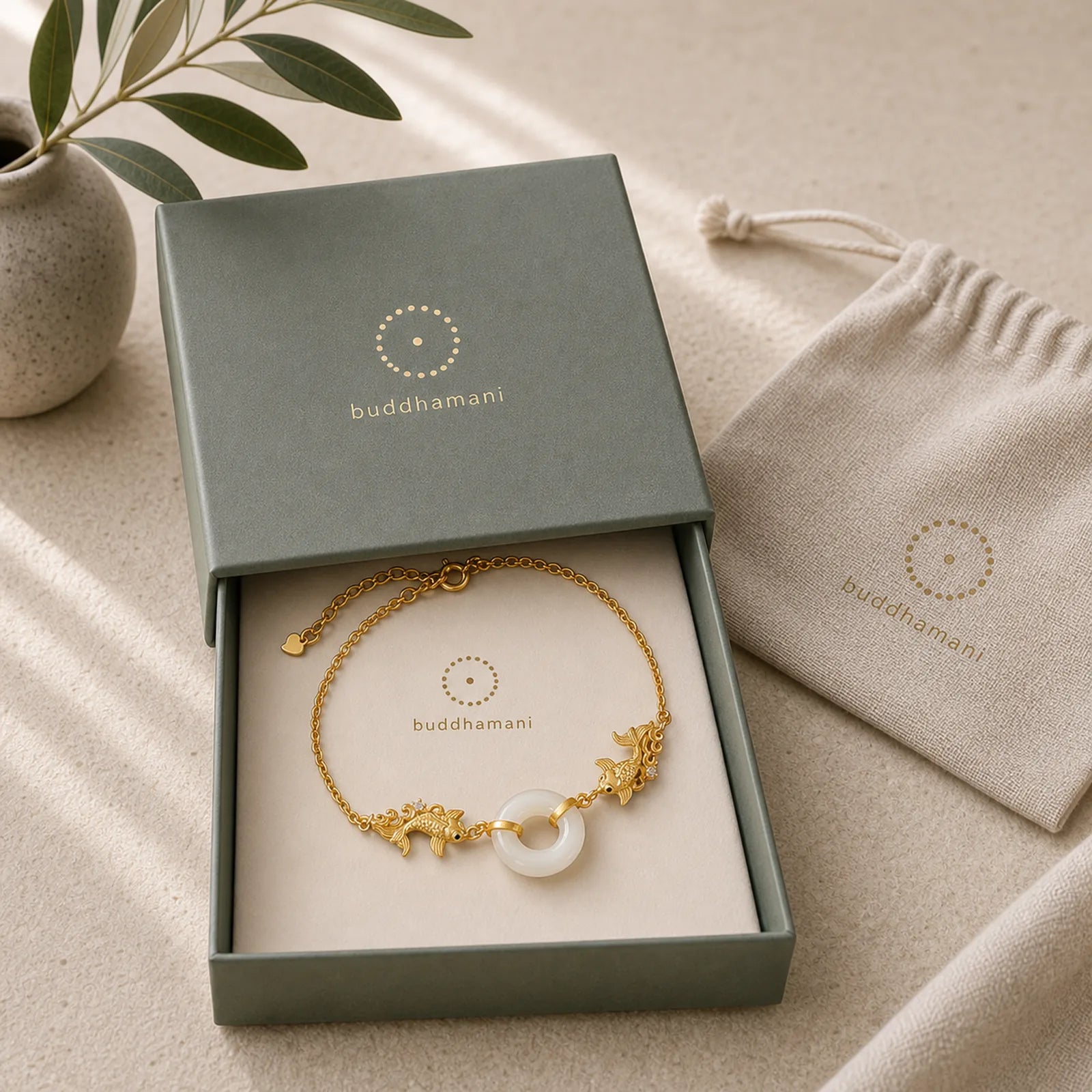 White Jade Koi Fish Prosperity Bracelet featuring White Jade, Jade, Koi Fish