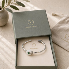 White Jade Peace Buckle Bamboo Design Luck Copper Cuff Bracelet Bangle featuring White Jade, Jade, Peace Buckle
