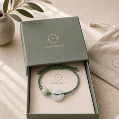 White Jade Peace Buckle Pumpkin Bead Luck Blessing Braided Bracelet featuring White Jade, Jade, Peace Buckle