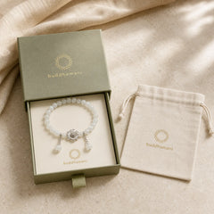 White Jade Peach Blossom Petals Flower Luck Bracelet featuring White Jade, Jade, Copper
