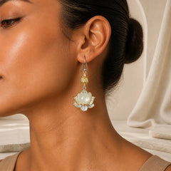 White Jade Protection Harmony Drop Earrings featuring White Jade, Jade, Silver