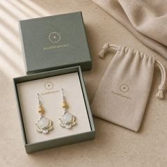 White Jade Protection Harmony Drop Earrings featuring White Jade, Jade, Silver