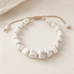 White Turquoise Irregular Blocks Courage Bracelet featuring White Turquoise, Turquoise