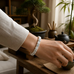 White Turquoise Irregular Blocks Courage Bracelet featuring White Turquoise, Turquoise