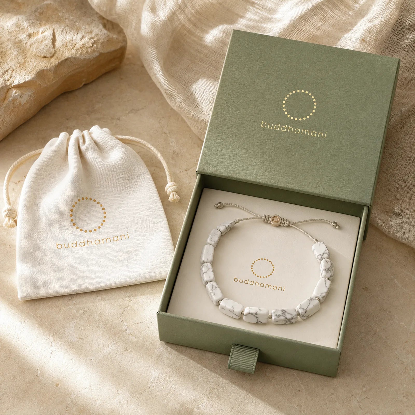 White Turquoise Irregular Blocks Courage Bracelet featuring White Turquoise, Turquoise