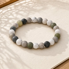White Turquoise Picasso Jasper Green Calcite Blessing Bracelet featuring White Turquoise, Turquoise, Picasso Jasper