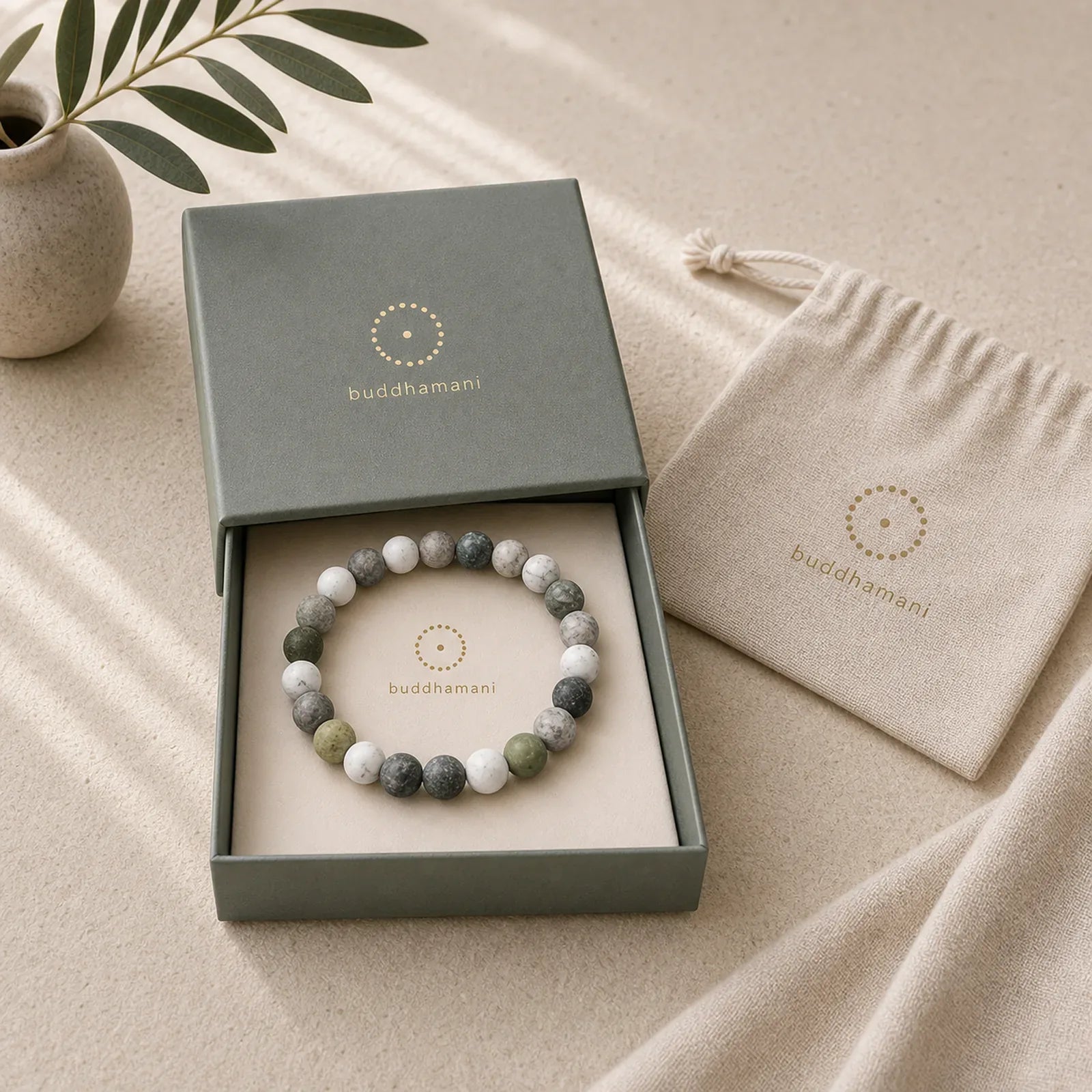 White Turquoise Picasso Jasper Green Calcite Blessing Bracelet featuring White Turquoise, Turquoise, Picasso Jasper
