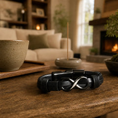 "Wishing Endless Luck and Energy" Endless Knot Bracelet Includes Gift Message Card featuring Titanium Steel