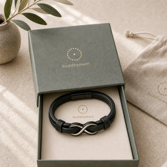 "Wishing Endless Luck and Energy" Endless Knot Bracelet Includes Gift Message Card featuring Titanium Steel