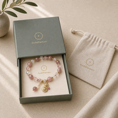 "Wishing Love and Sweet Blessings"Strawberry Quartz Bracelet Includes Gift Message Card featuring Strawberry Quartz