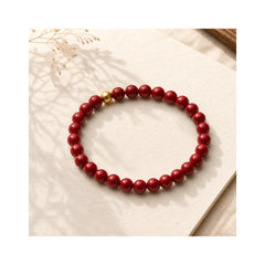 "Wishing Protection and Energy" Cinnabar Bracelet Includes Gift Message Card featuring Cinnabar, Silver