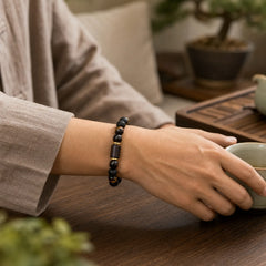 "Wishing Strength to Rise from Within" Lava Rock Bracelet Includes Gift Message Card featuring Lava Rock, Ebony Wood, Ebony