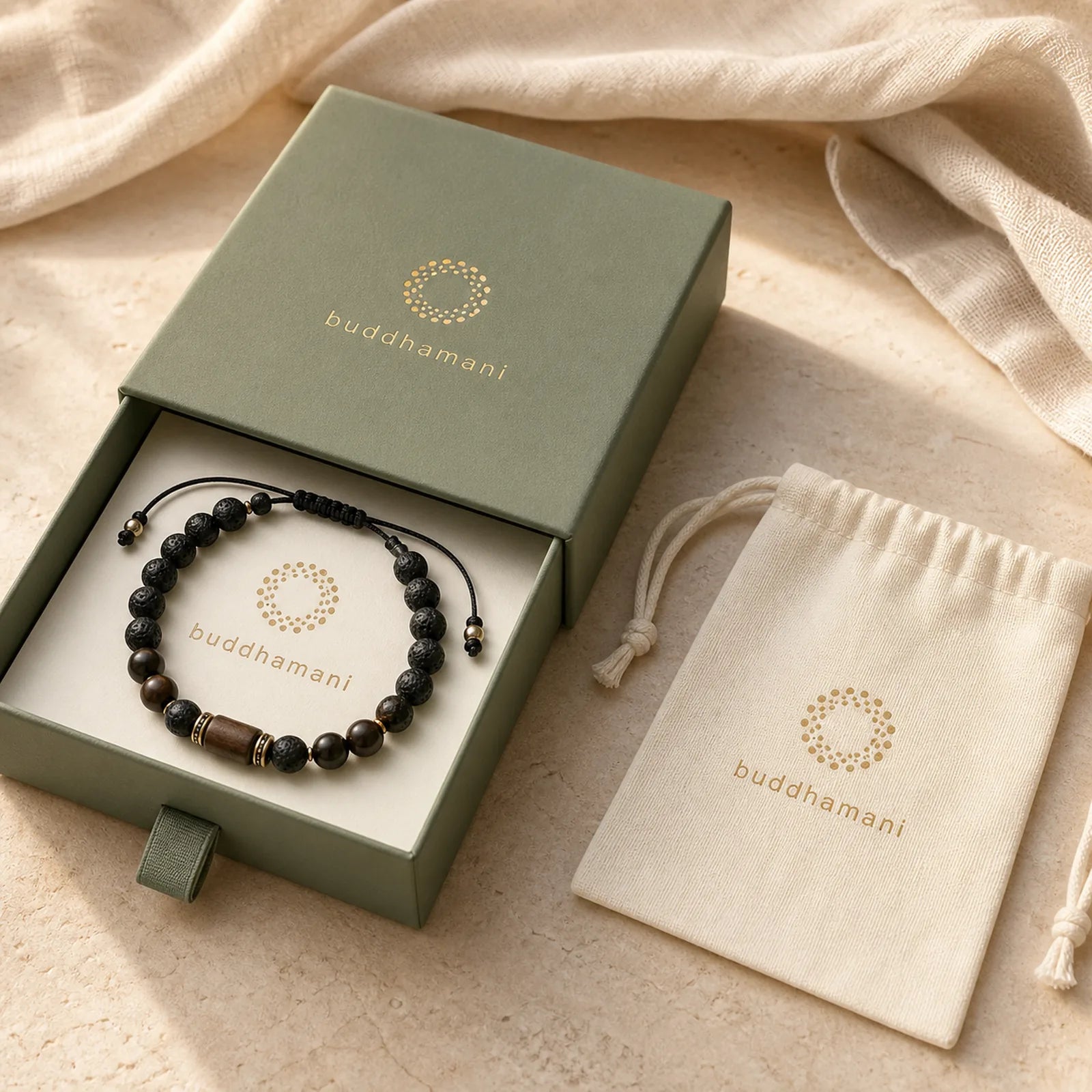 "Wishing Strength to Rise from Within" Lava Rock Bracelet Includes Gift Message Card featuring Lava Rock, Ebony Wood, Ebony