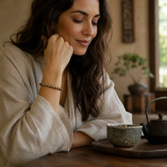 "Wishing You Balance and Strength" Brass Beads Bracelet Includes Gift Message Card featuring Copper