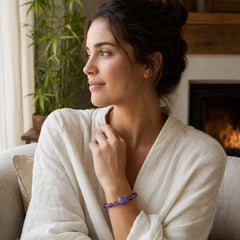 "Wishing You Clarity and Calm" Cute Cat Amethyst Bracelet Includes Gift Message Card featuring Amethyst