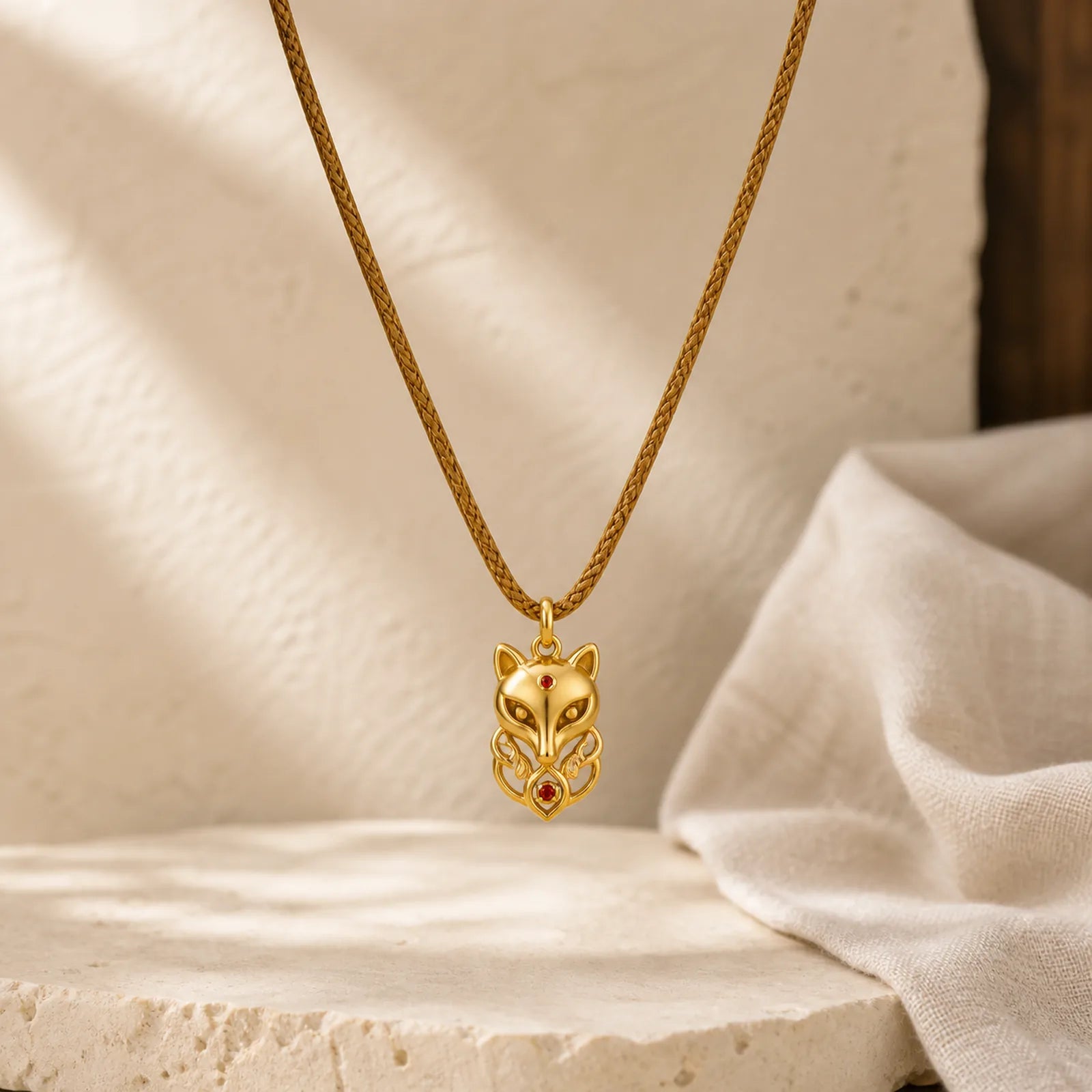 "Wishing You Clever Grace" 24k Gold Plated Brass Fox Necklace Includes Gift Message Card featuring