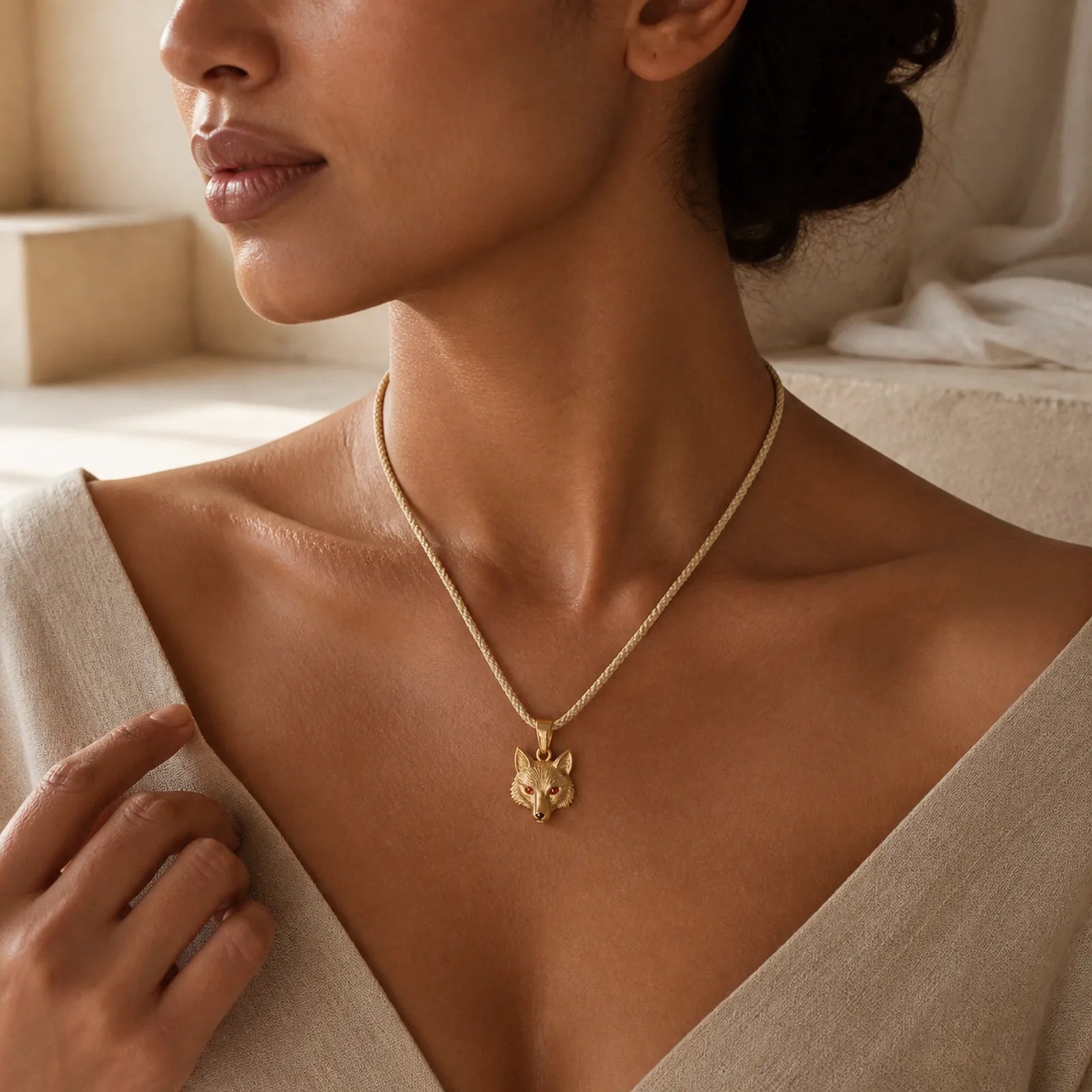 "Wishing You Clever Grace" 24k Gold Plated Brass Fox Necklace Includes Gift Message Card featuring